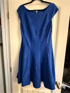 Gabby Skye Cobalt Blue Fit-and-Flare Midi Dress